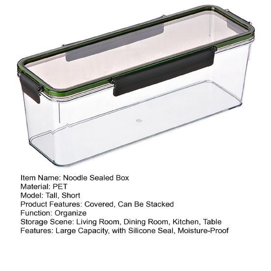 Прямоугольный ящик для хранения макарон большой вместимости с силиконовым уплотнением, влагостойкий, видимый дизайн, герметичный контейнер для пищевых продуктов