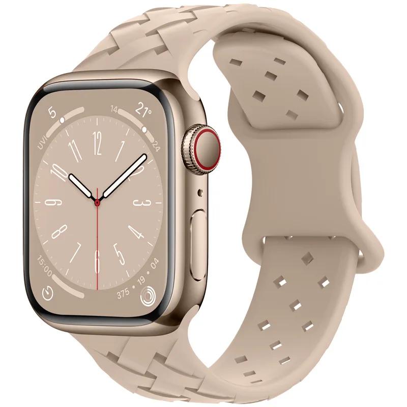 Спортивный плетеный силиконовый ремешок для Apple Watch Band 44 мм 40 мм 45 мм 49 мм 46 мм Дышащий браслет iwatch series 10 9 7 8 se ultra 2