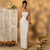 Off-shoulder Backless Sexy Maxi Dress Women Lace Strapless Sleeveless Hollow Out Skinny Club Party Long Dress Elegant