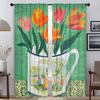 Vintage Flower Shades Kitchen Curtains for Living Room Curtain Halloween Decoration Home Interior Curtains 2 Pieces Partition