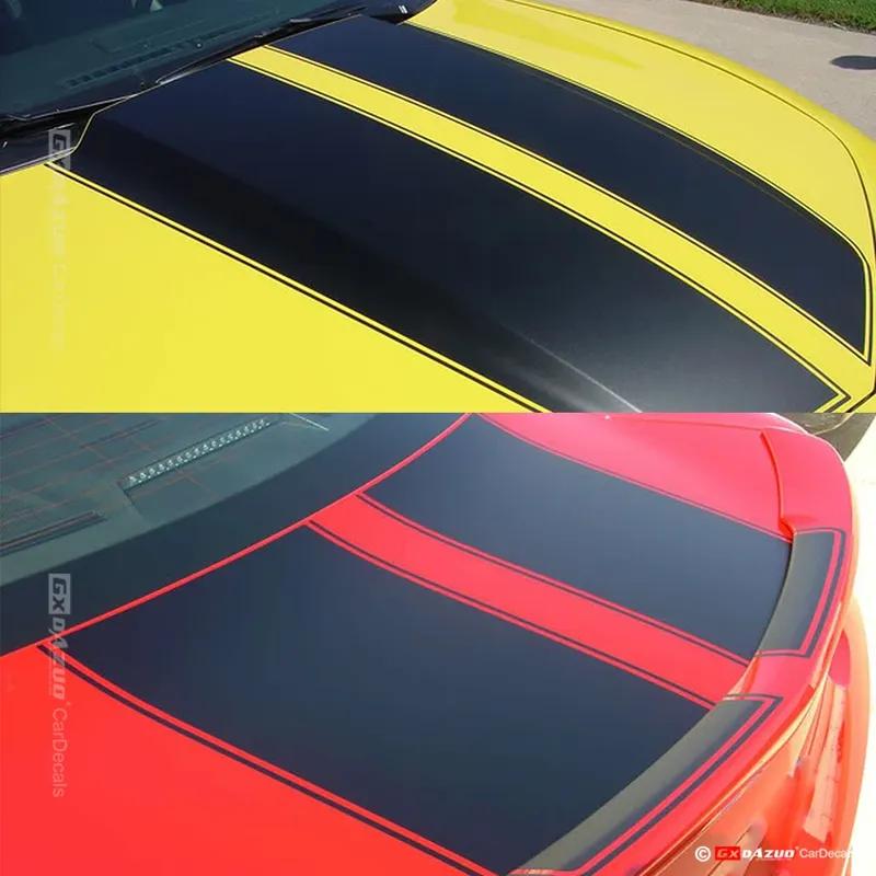 For Chevy Camaro Racing Stripes Carbon Red Chevy Decals Hood Trunk Kit Pro Motor Stripes Custom Made Sticker
