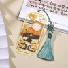 Полый кот Закладка для книг с кисточками в китайском стиле Металлическая закладка для чтения Ретро Креативные закладки в китайском стиле Канцелярские товары для студентов