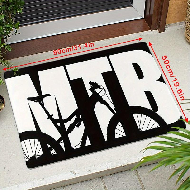 Mountain Bike Silhouette MTB Design Doormat, Non-Slip Washable Entrance Rug, Decorative Floor Mat for Bedroom Game Room Home