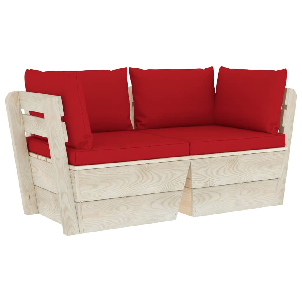 Garden Pallet Sofa 2 Seater with Cushions Pine Wood