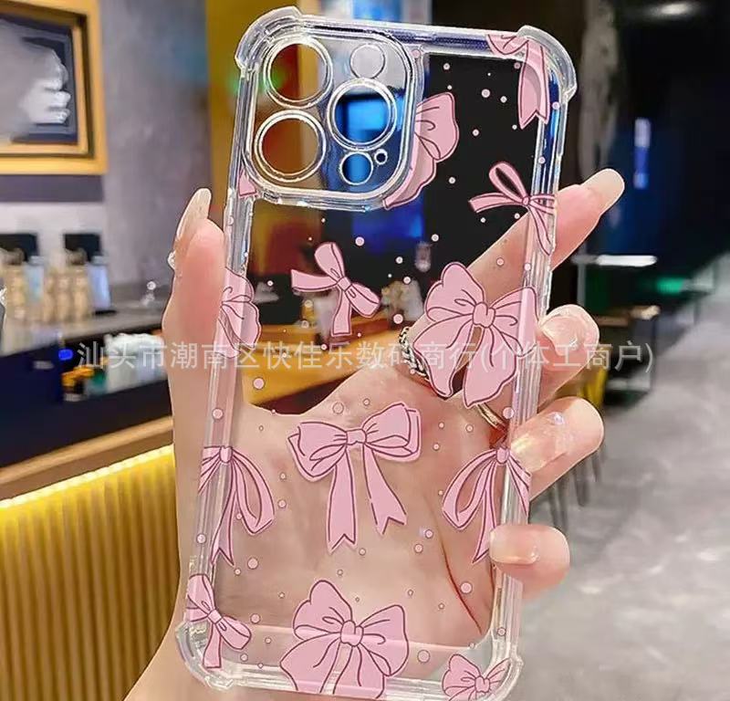 Милый чехол для мобильного телефона с бантом для Apple iPhone11/12/13/14 promax четыре угла защита от падения 15/16