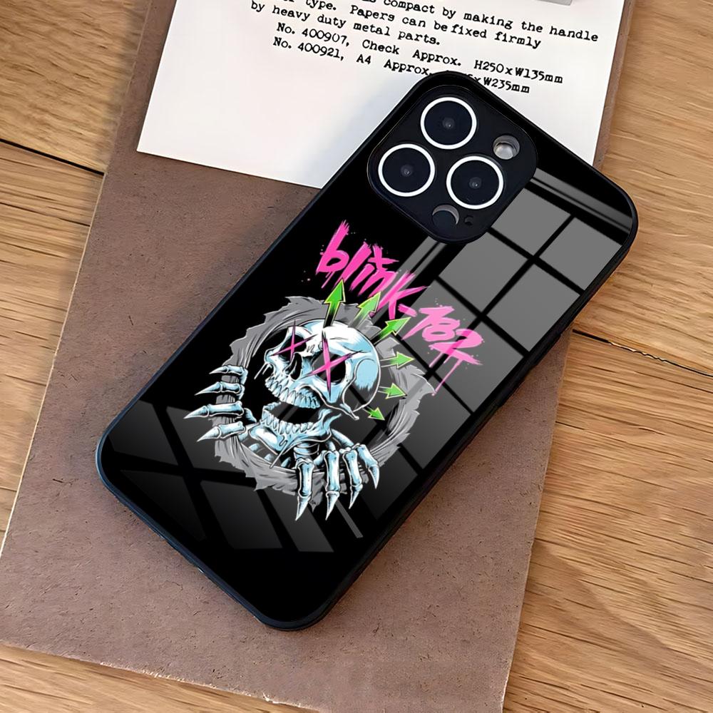 Rock Band B-Blink 182 Phone Case For IPhone 17 Air 16 E Pro Max 15 14 13 Mini 12 Pro 11 Max Plus Black Glass Cover