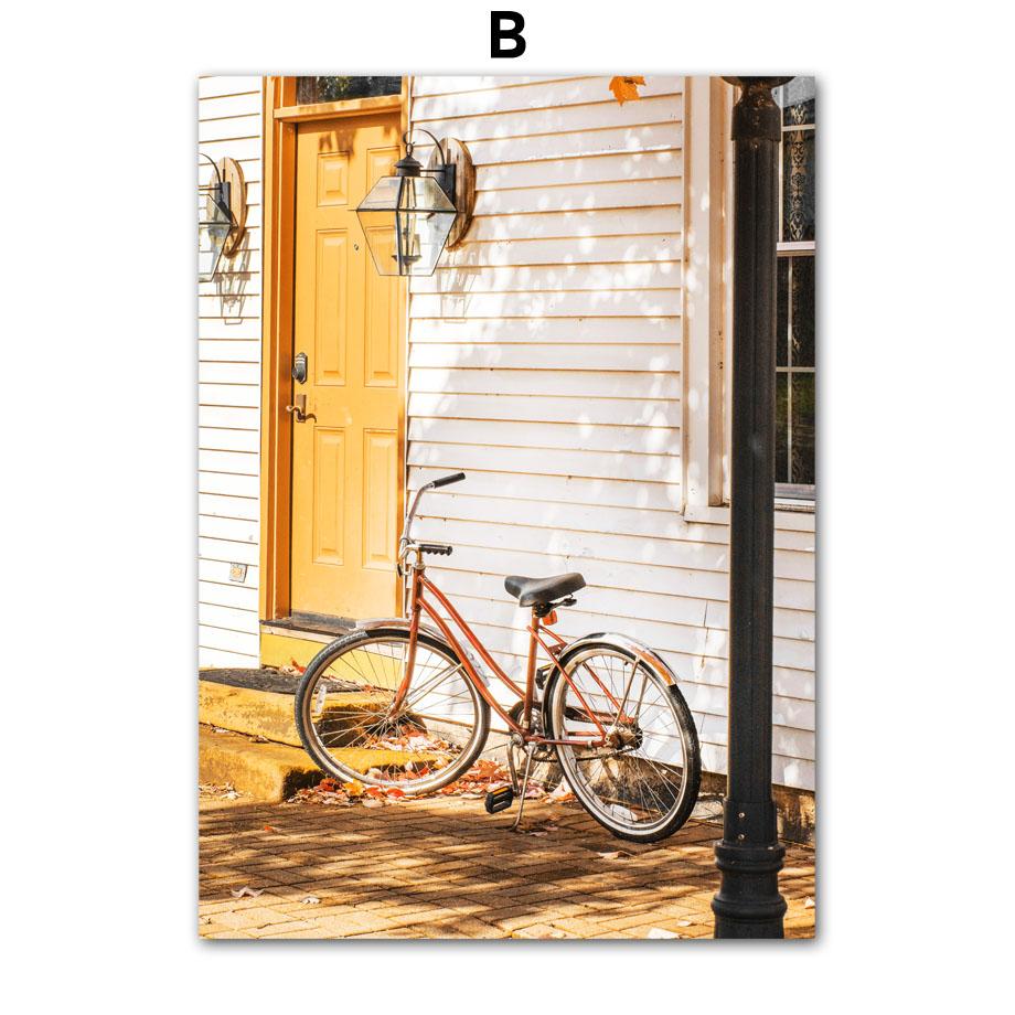 Осеннее озеро Лесной дом Тыква Цветок Пейзаж Настенное искусство Холст Живопись Осенние постеры Принты Картины для декора гостиной