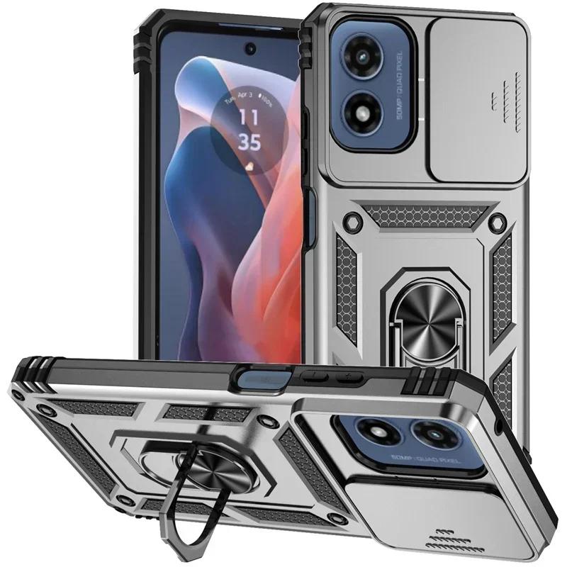 Противоударный чехол Armor для Motorola edge 2024 G PLAY G STYLUS G POWER 4G 5G 2024 2023 2022 Крышка Держатель-кольцо Сдвижная защитная крышка