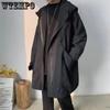 Spring and Autumn Windbreaker Men's Hooded Mid Long Korean Loose Casual Coat Versatile Handsome Coat
