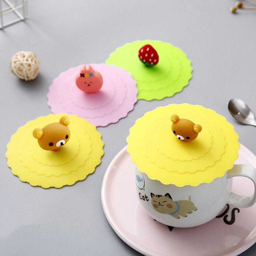 Sealed Cartoon Dustproof Tea Lids Leakproof Proof Lid Cup Cup Accessories Silicone Cup Cover