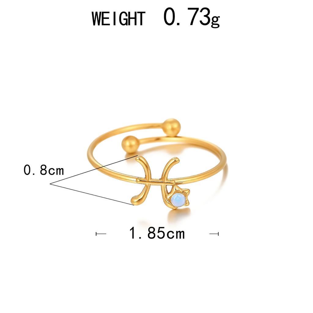 Personalized Ring, Stainless Steel Vacuum Plated 18K Gold Twelve Constellation Opening Single Bracelet.