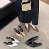 2025 Summer Simple Temperament Bag Head Half Slippers Women's Shoes Wear Versatile One Pedal Middle Heel Sandals