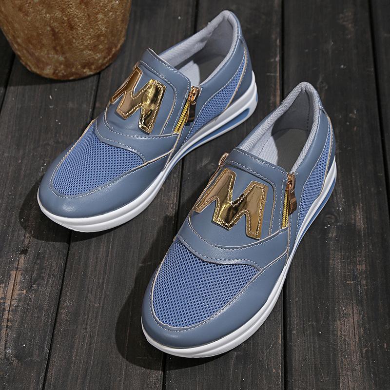 2023 весенняя новая спортивная обувь большого размера, однотонная повседневная спортивная обувь с плоской нижней боковой молнией, легкая и удобная