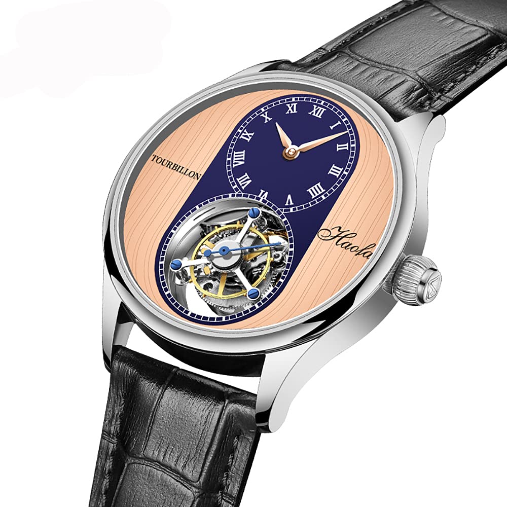 Механические часы HAOFA Tourbillon Watch 8 Dial Vintage Wood Grain Ультратонкое сапфировое стекло Ремешок из натуральной кожи Роскошный стильный сапфировое стекло