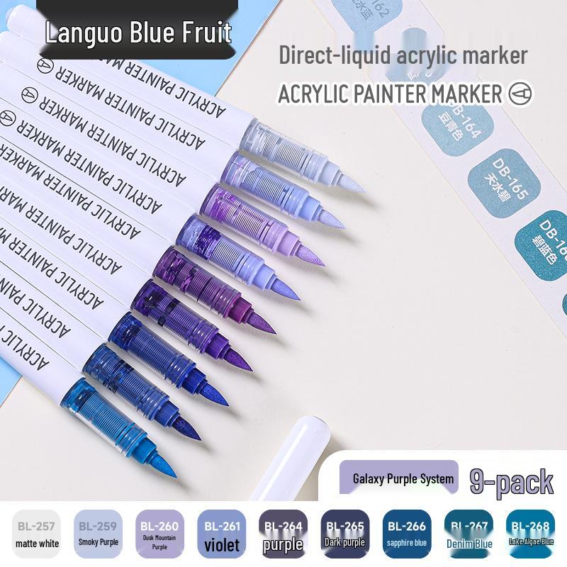 Misty Rain Blue Series Children's Liquid Acrylic Markers - New Colors for Drawing and Painting