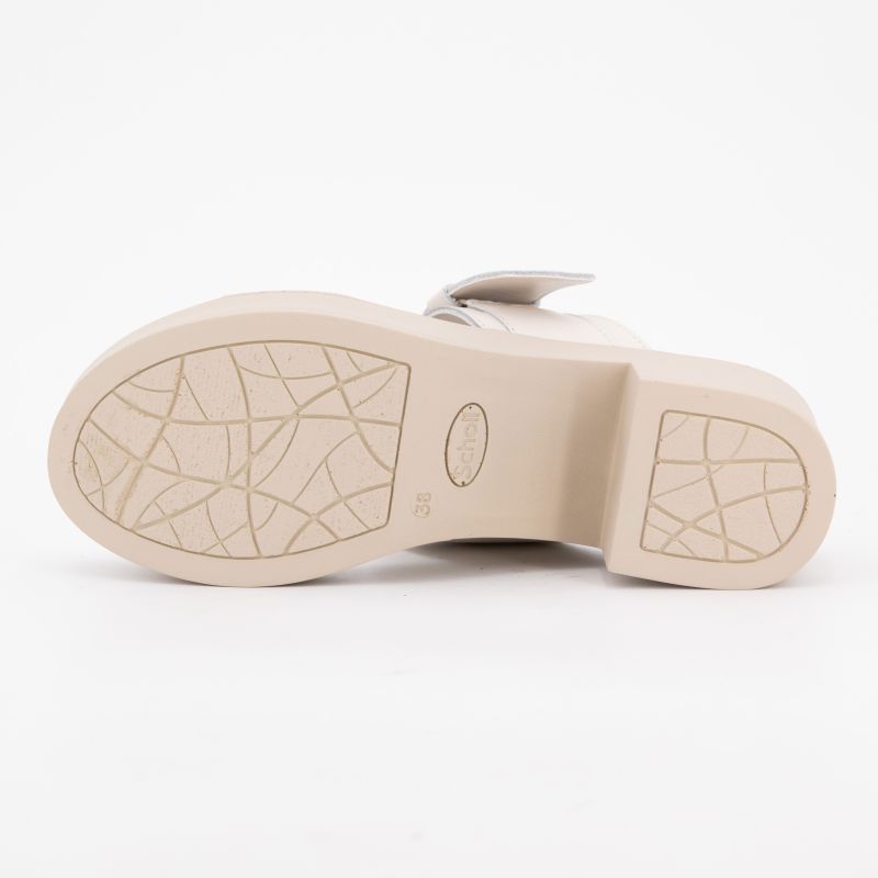 Белые кожаные босоножки на каблуке tessa с золотой пряжкой Женские SCHOLL