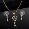 24K Gold Plated Dancing American Diamond Pendant Set for Women