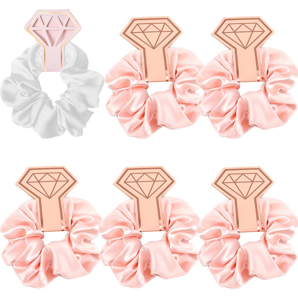 6pcs Satin Scrunchies Girls Elastic Hair Band Ponytail Holder Ties Rubber Bands Bride Bridesmaid Accessories Wedding Supplies