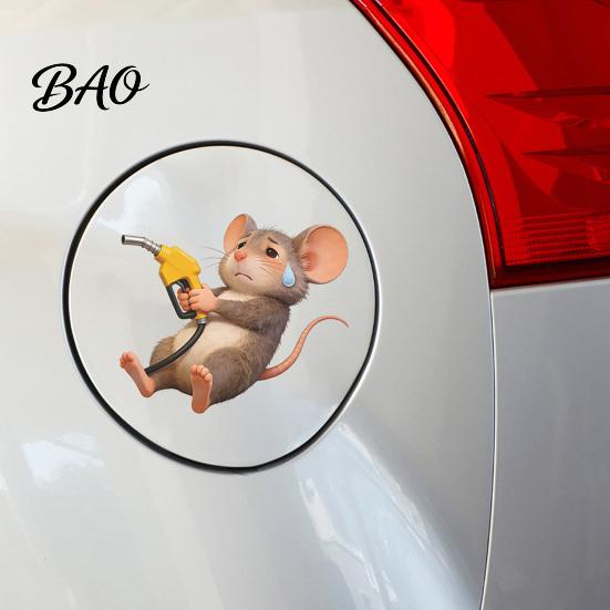 Mouse Car Sticker Fun Fuel Cap Sticker, Cute Dog Cat Waterproof Self Adhesive Animal Decal for Cars Windows Tailgate