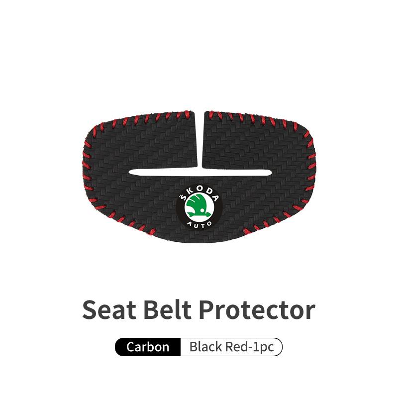 BHBD3 Car Seat Belt Buckle Cover Leather Protector Anti-collision Case For Skoda Kodiaq Fabia Kamiq Karoq Octavia 2 3 Rapid Scala