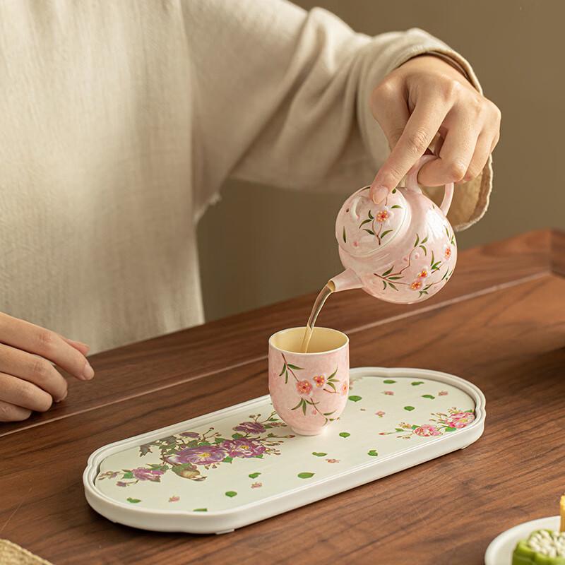 Фиолетовый чайный поднос с меняющим цвет пионом от Shangqi