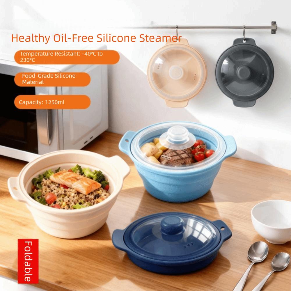 Heat-resistant Silicone Steamer Foldable Microwave Steamer Bowl Steamed Vegetable
