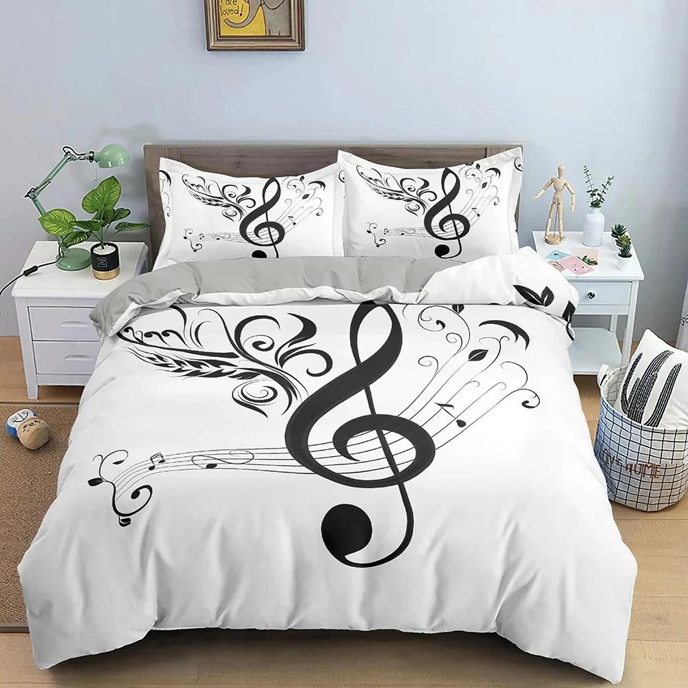 Music Notes Duvet Cover for Boys,Girls Room Decor Rock Music Themed Comforter Cover Musical Pattern Bedding Set Full Queen Size