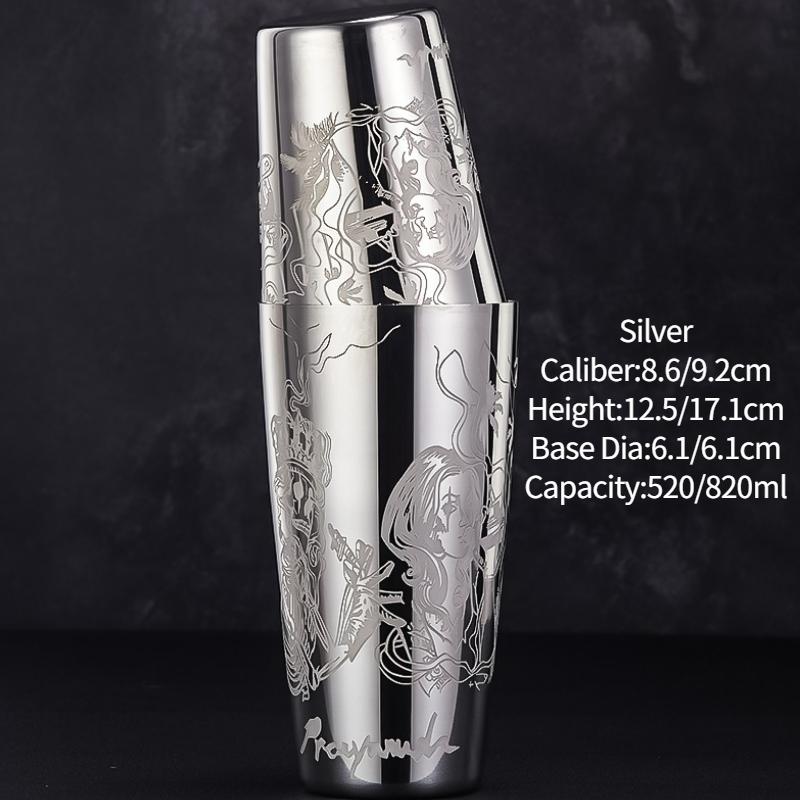 Барный шейкер для коктейлей Бостонский шейкер Нержавеющая сталь Шейкер с гравировкой Барный аксессуар Инструменты бармена Для дома и бара