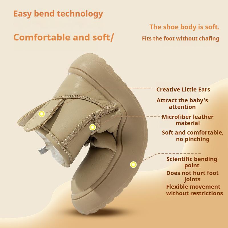 Теплые хлопковые флисовые ботинки для мальчиков, детские высокие зимние сапоги, детские однотонные флисовые зимние ботинки