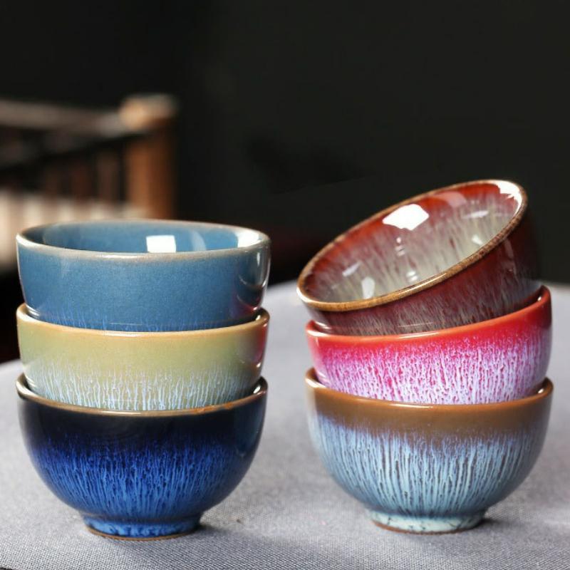75ml Japanese Style Kiln Change Ceramic Teacup Household Kung Fu Retro Water Cup Creative Teaware Wine Drinkware Cup New