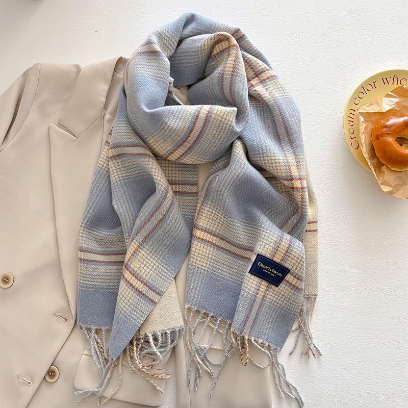 Осень и зима новый универсальный шарф женский утолщенный вязаный толстый бахромчатый теплый шарф имитация кашемира шаль