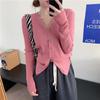 Women's Knitted Blouse Thin and Casual Outerwear for Spring and Autumn with Long Sleeves Korean Style Autumn Outer Top Gentle Collar Cardigan Jacket