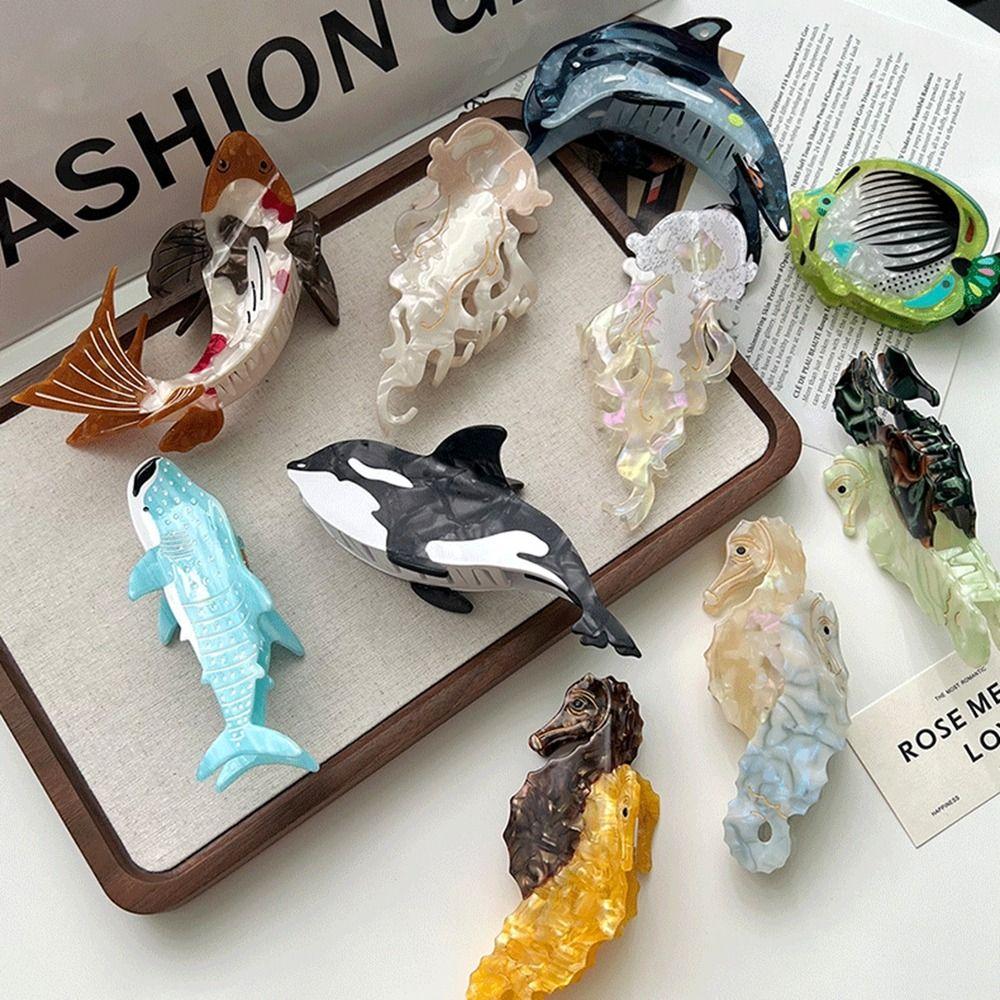 Китовый ацетат животное волос коготь уксусная кислота большая акула заколка креативный морской зверь заколка для волос девушка