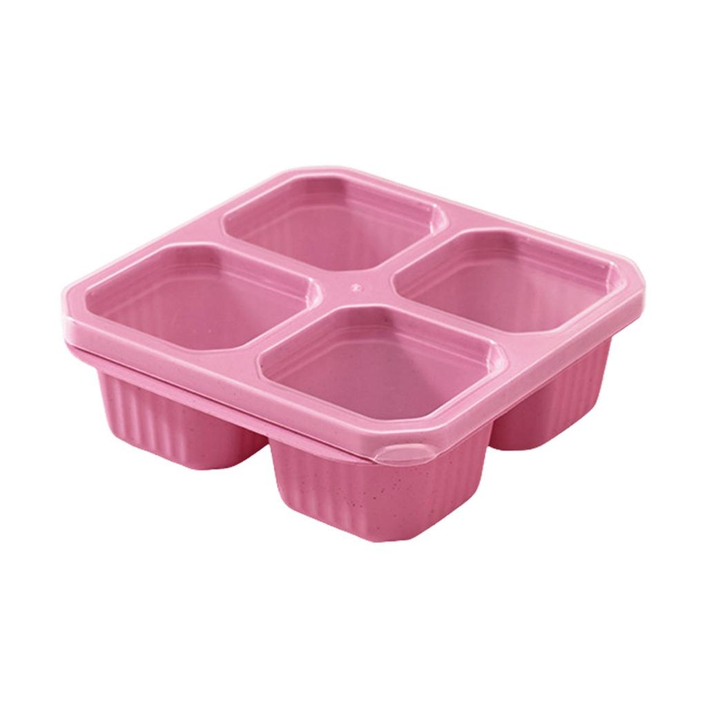 Bento Snack Box, 4 Compartment Food Storage Container Straw Meal Prep Lunch Box Plastic Food Storage Containers, Microwave And Dishwasher Safe