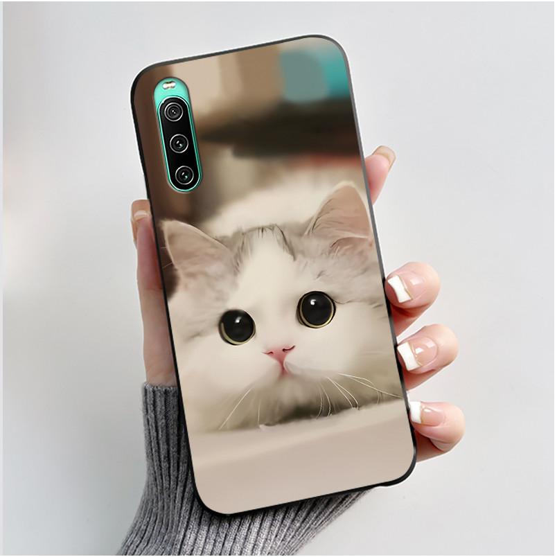 Чехол для Sony Xperia 10 V / 10 IV Чехол для телефона Эстетичный Модный Милый Мультяшный Кот Черный ТПУ Силиконовый Мягкий Ударопрочный Задняя крышка