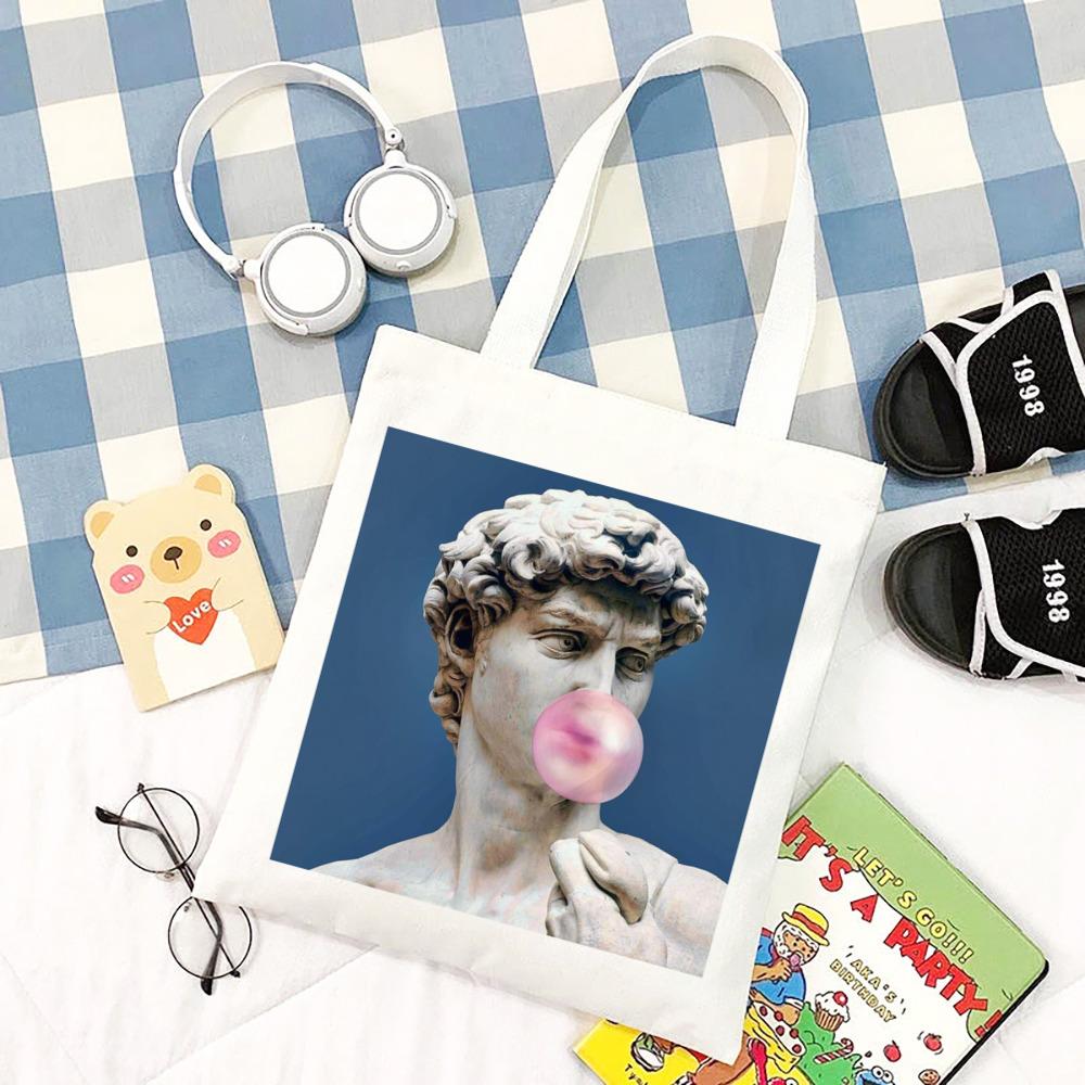 Harajuku Punk Vintage Y2k Эстетическая женская сумка с принтом Vaporwave Art Grunge School Bag Эстетичная холщовая сумка Большая вместительная сумка-шоппер