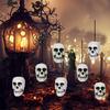 Halloween Hanging Skull Decoration Realistic Plastic Human Head Prop Spooky Skeleton Head Ornament with Lanyard for Home Party Haunted House Decor