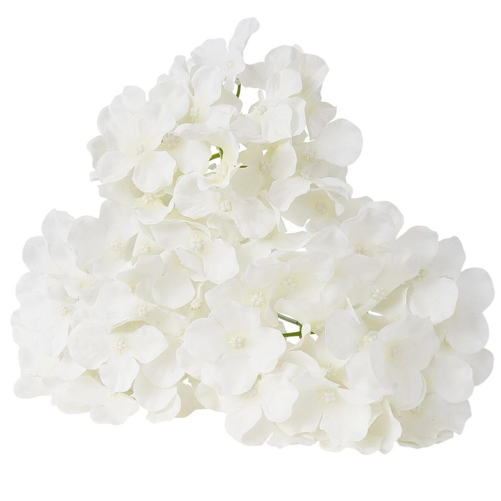 65 Pcs Artificial Silk Hydrangea Flowers 9.8 In Bouquet Arrangement White