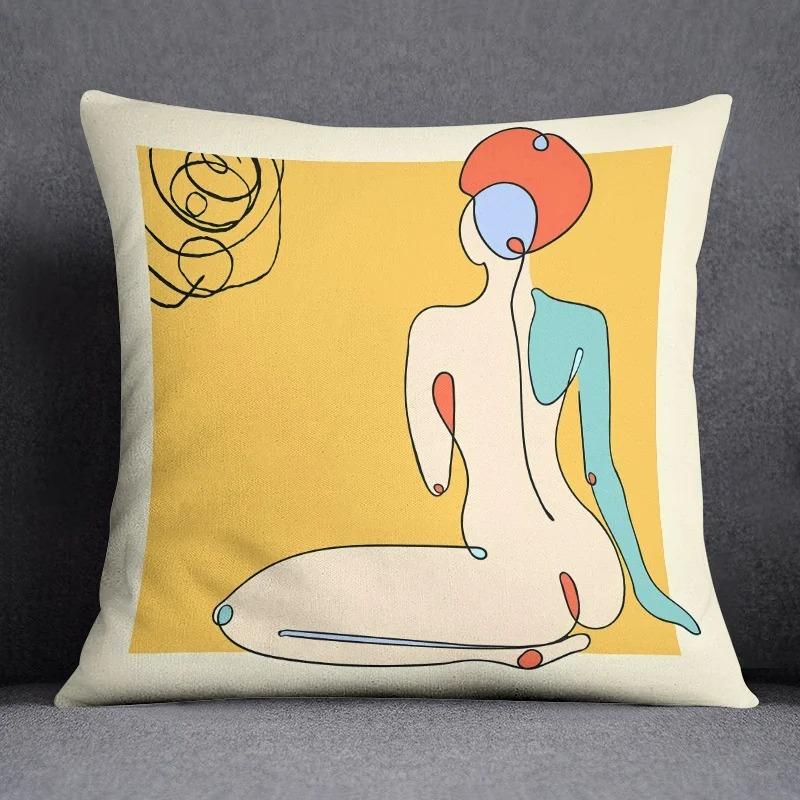 Office Living Room Home Pillowcase Abstract Illustration Style Printed Pillowcase Car Ornaments