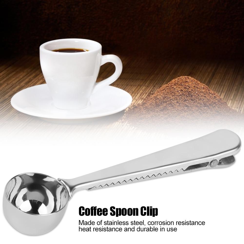 Кофейная ложка для размешивания 2 в 1 из нержавеющей стали мерная ложка для размешивания с уплотнительным зажимом для кухонной кофейной мерной ложки