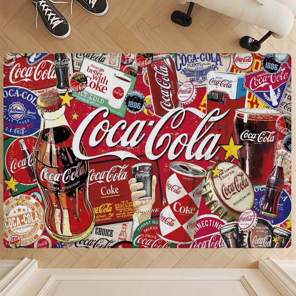 C-COCA Logo C-COLAS Hallway Carpet Retro Multiple Choice Living Room Kitchen Rug Non-Slip Welcome Rug