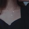 Серебряное ожерелье S925 с луной и звездами для женщин - Модный корейский стиль, Простая цепочка на ключицу, Персонализированный нишевый дизайн.