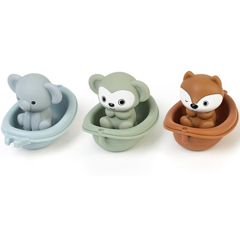 Набор игрушек для купания для младенцев, плавающие лодки для младенцев 18 месяцев и малышей 1-5 лет, силиконовая пальчиковая кукла в виде животного, игрушка для душа, игрушка для ванны