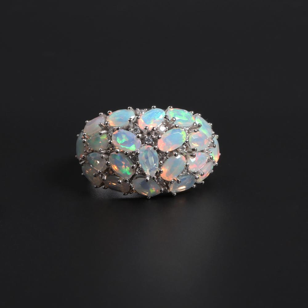 Роскошное кольцо с опалом 3,8 карата, чистое серебро 925 пробы, натуральные Эфиопии, разноцветные драгоценные камни, изысканные украшения для женщин, жены, мамы, хороший подарок