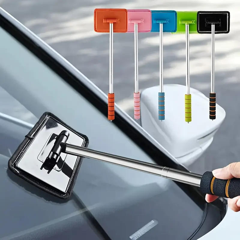 Car Cleaning Wash Brush Front Windshield Cleaning Defogging Brush Dust Mirror Glass Wipe Telescopic Long Handle Household Glass Clean Remover Tool