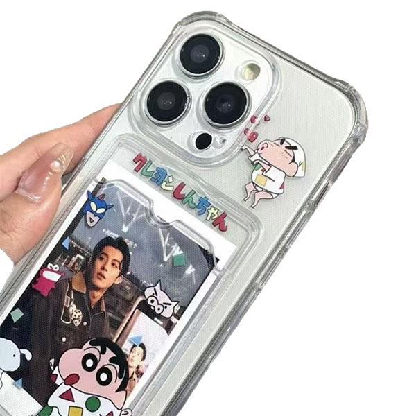 Чехол для телефона Crayon Shin-chan Apple 15 Pro Max/14/13 Pro с держателем для карт и маленьким держателем для карт