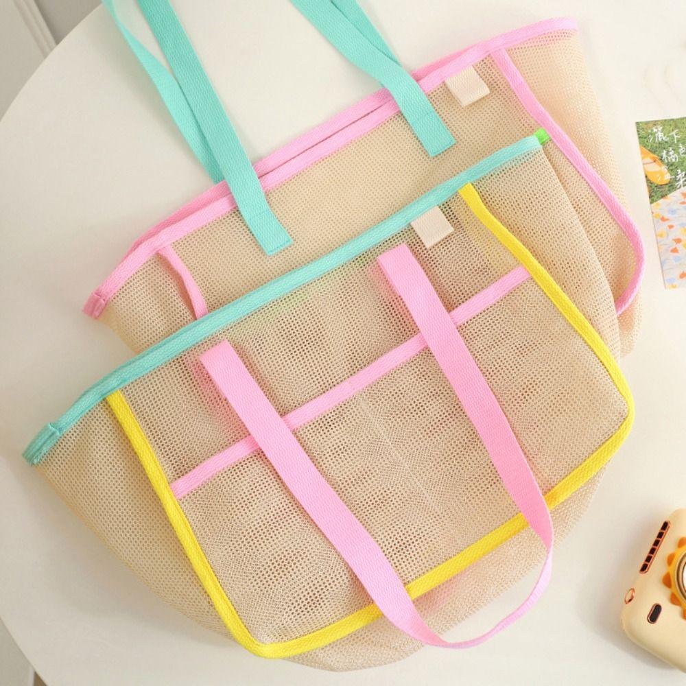 Breathable Shower Tote Bag Foldable Beach Storage Bag Durable Mesh Beach Bag Outdoor Activities