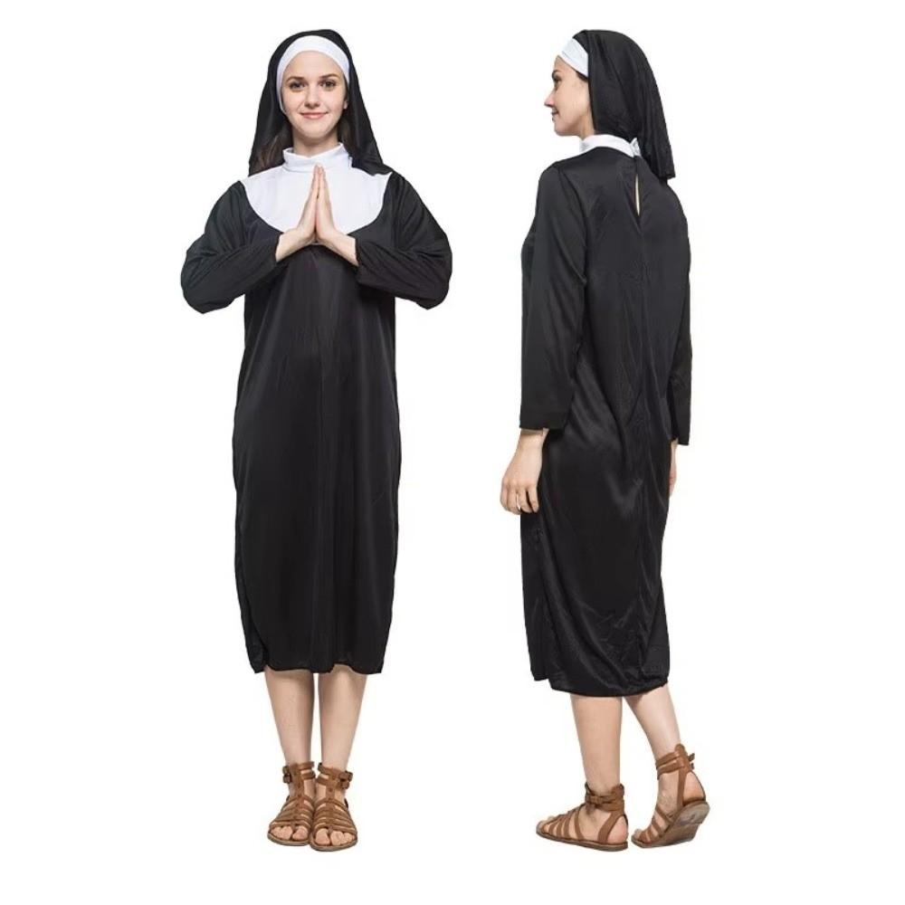 Black Father's Clothing Adult Size Cosplay Costume Gothic Style Nun Costume  Cosplay Events