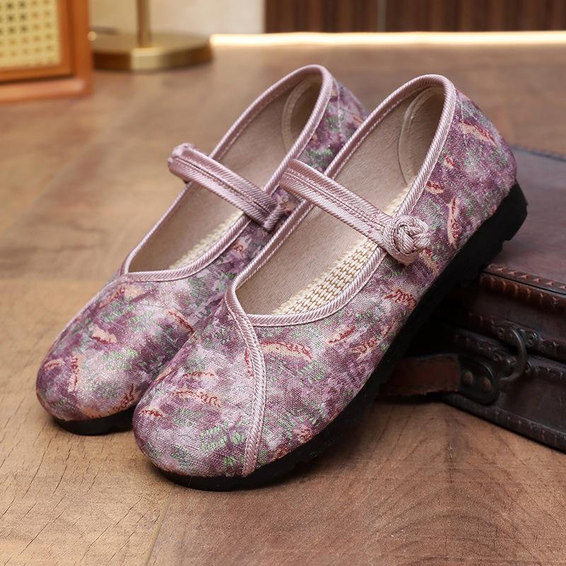 Spring and Autumn Women's Soft-soled Cloth Shoes Retro Hanfu Chinese Style Flat Shoes Temperament Mother Breathable Single Shoes