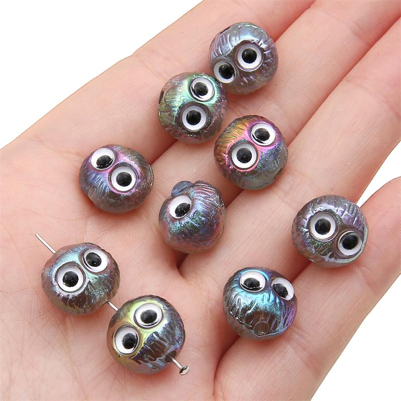 2 шт. 13x12 мм акриловые бусины ручной работы в виде совы, круглые свободные бусины-разделители для серьг, браслета, ожерелья, DIY изготовления ювелирных изделий